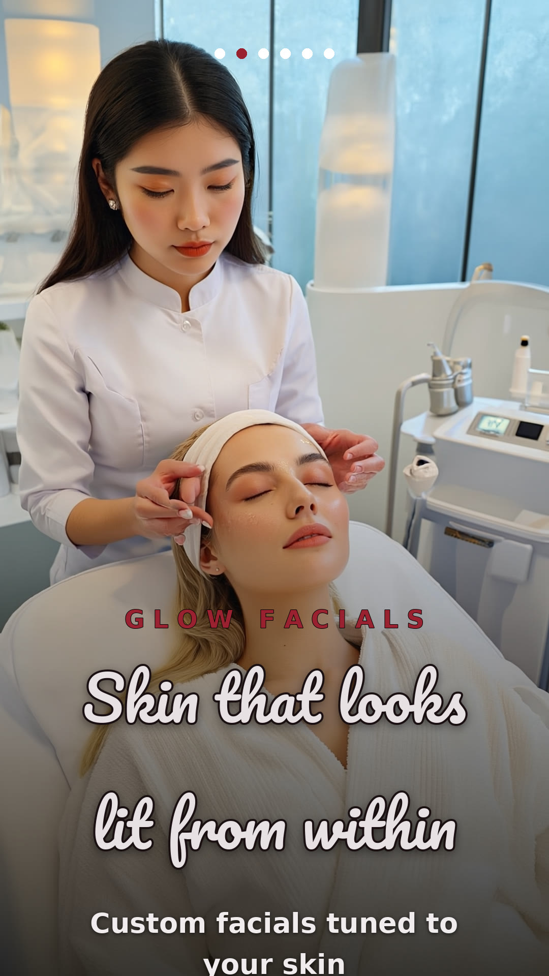 Med spa carousel slide — glow facials